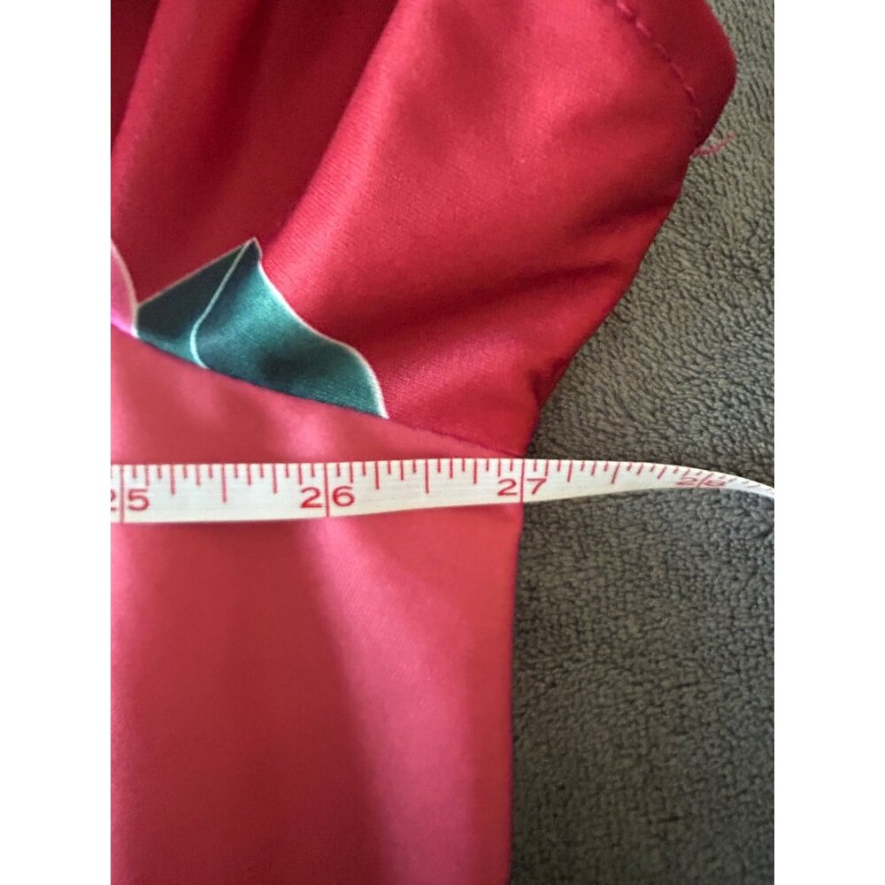 Vintage-Inspired Red Floral Mexican-Style Dress With Short Sleeves & V-Neckline - Picture 5 of 7